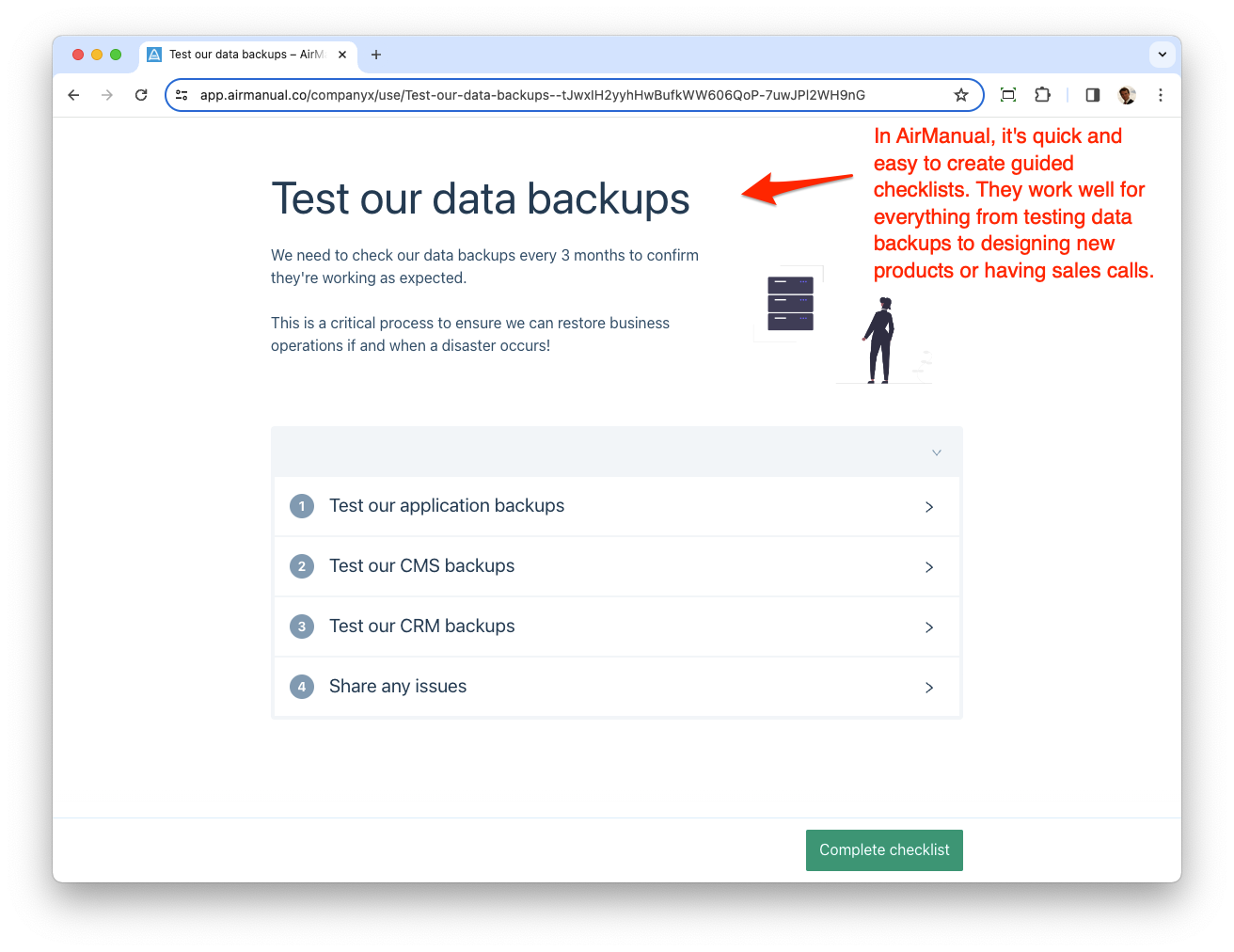 Screenshot of AirManual: A task checklist