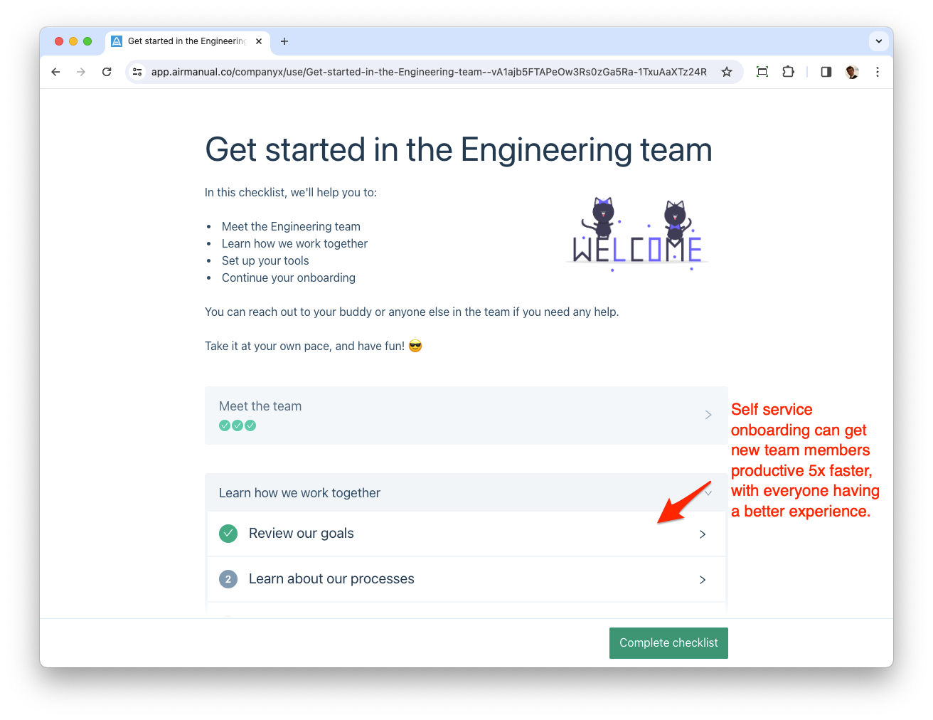 Screenshot of AirManual: A team onboarding process